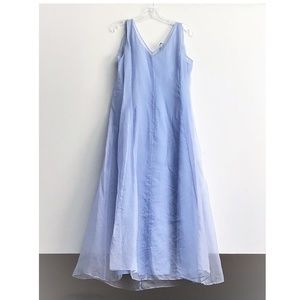 Two layer washable silk dress in pale purple blue